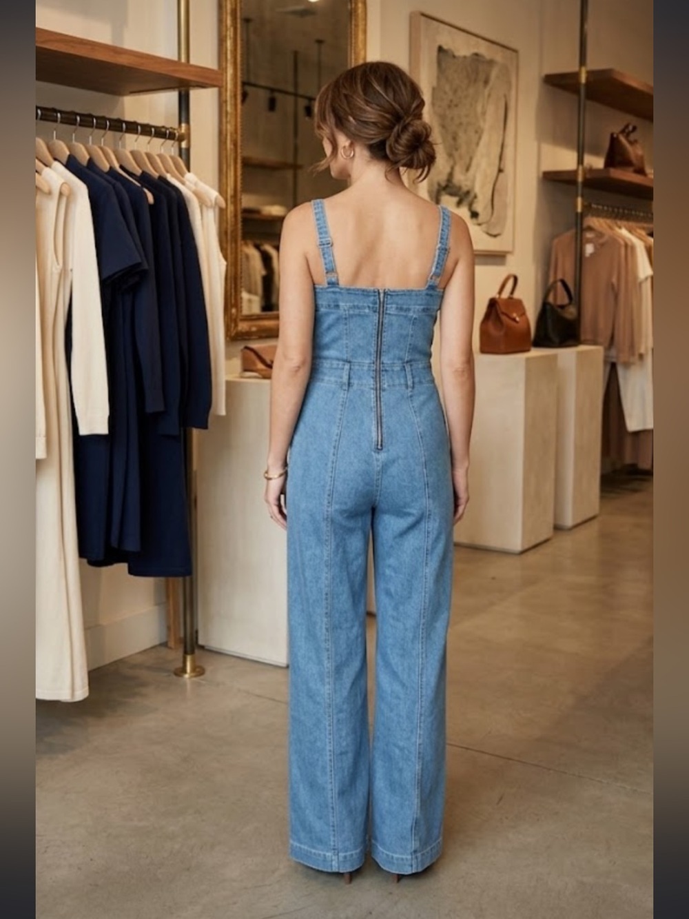 So Me Denim Wide-Leg Jumpsuit in Blue